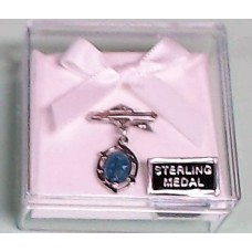 Baby Pin-Sterling Silver Blue Miraculous Medal Oval